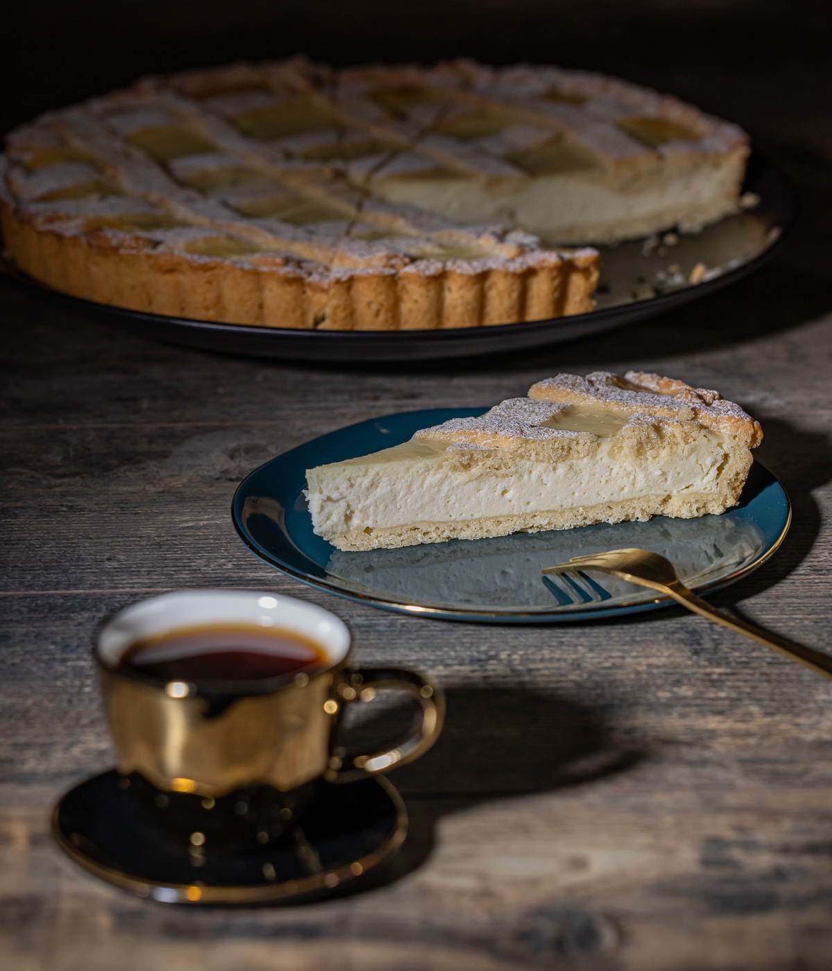 limoncello, taart, koffie, ricotta